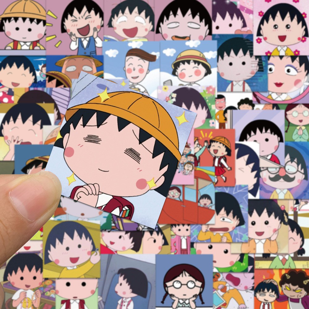 48PCS Chibi Maruko-chan Stickers Fans Anime Vintage Paster Cosplay For Case Suitcase Luggage Guitar Laptop Children Toys