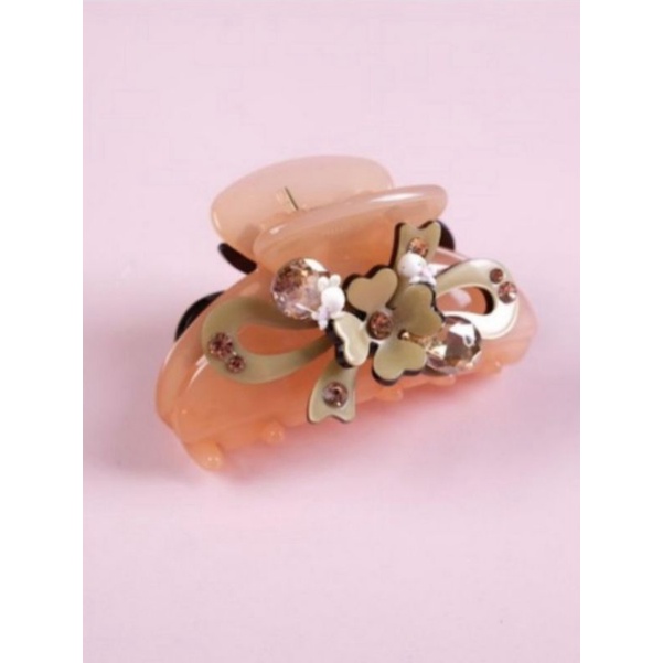Korea knot claw clip orange - jasmine tease jepit rambut