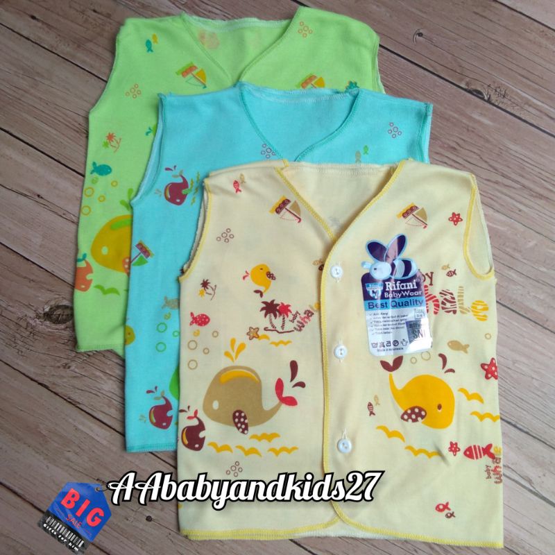 Rifani 3PC Baju Bayi Lengan Kutung Newborn Fulk Print Lembut Nyaman dan SNI