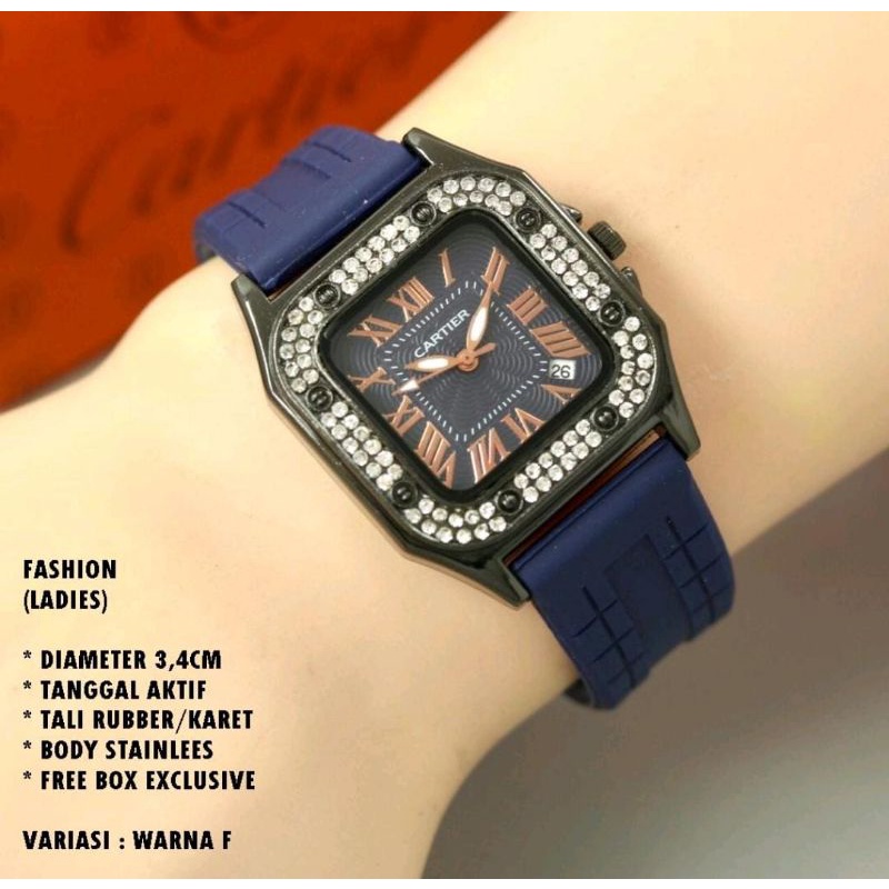 Jam Tangan Fashion Cartier Wanita Analog Rubber Terlaris