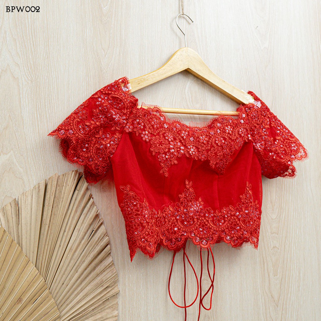 [READY STOCK] AKSESORIS PENGANTIN BOLERO LACE CARDIGAN PESTA RENDA MERAH BPW002