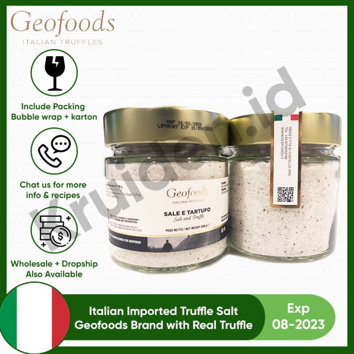 

Siap Kirim Truffle And Salt Geofoods Italian Imported 250 Gr Mengandung Truffle - 125 Gr Repack