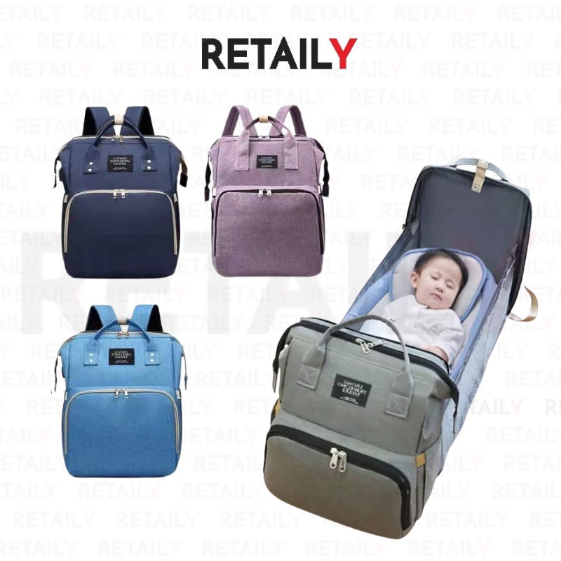 Retaily RY1425 Tas Perlengkapan Bayi Multifungsi 2in1 Kasur Tidur Tas Ransel Diaper Bag