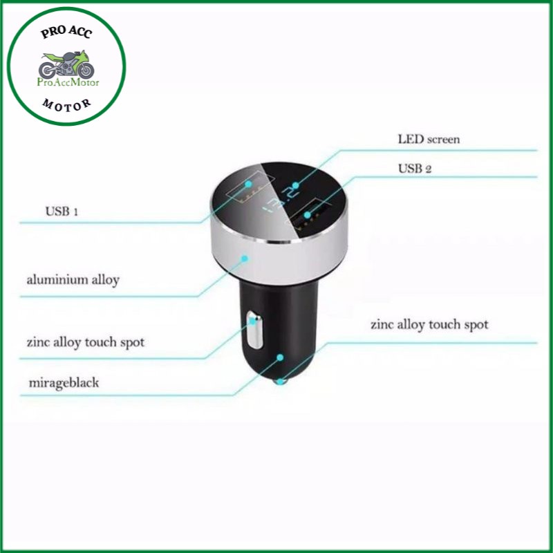 Car Charger Colokan Charger Mobil dan sepeda motor 2 Ports 3.1A 12V-24V