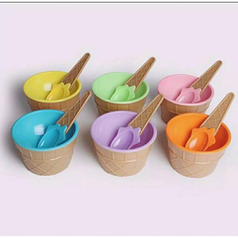 Mangkok Eskrim + Sendok Eskrim