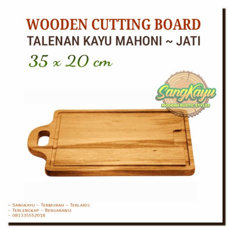 Nampan talenan kayu jati mahoni wooden cutting board line edge 030