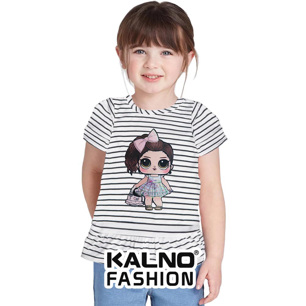 baju anak perempuan salur hitam putih ROK LOL  - Anak perempuan Umur 1 -  7 Tahun RANDOM