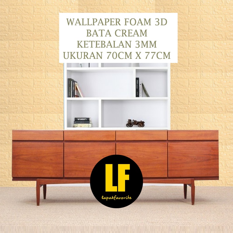 AA Wallpaper Foam Cream Bata 3D Bata Warna Cream Premium Wall Paper Sticker Tebal 3MM