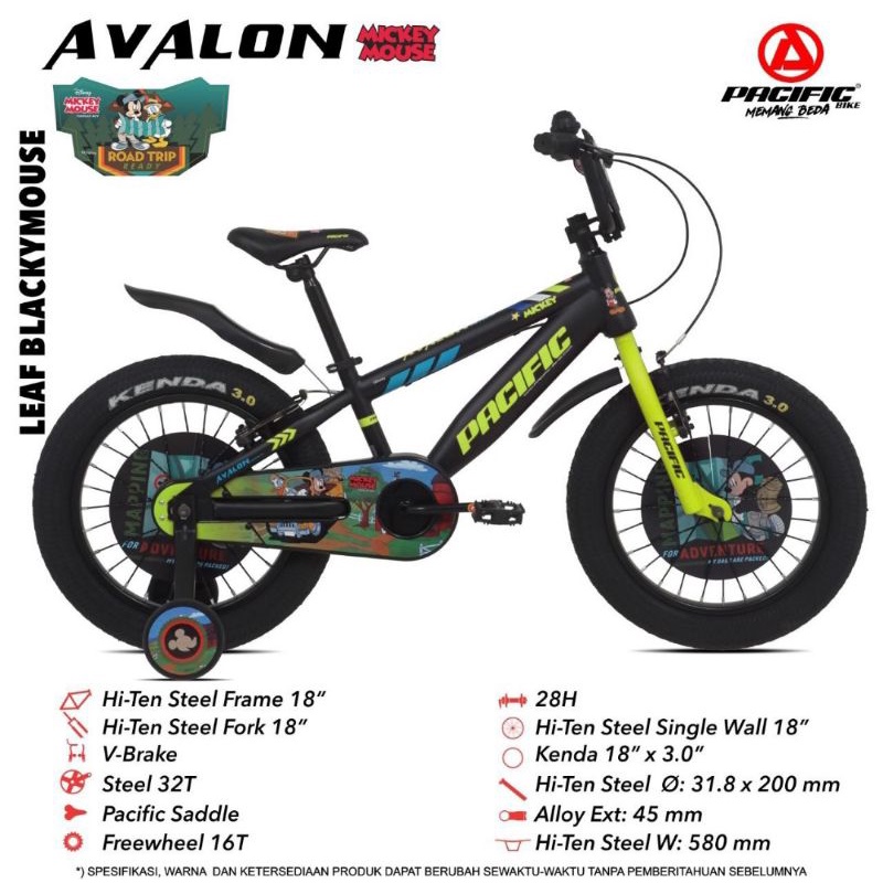 Sepeda Anak BMX 18 inch Pacific Avalon Ban Besar 3.0 Mickey Mouse