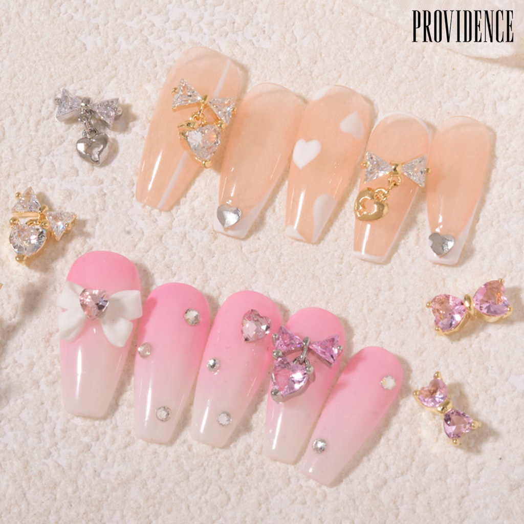 Providence 3Pcs / Set Ornamen Pita Aksen Zircon Anti Karat Untuk Dekorasi Nail Art / Manicure DIY