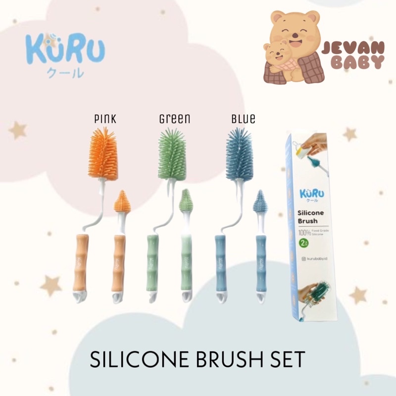 Kuru Silicone Bottle Brush / Sikat Silikon Botol &amp; Nipple Dot