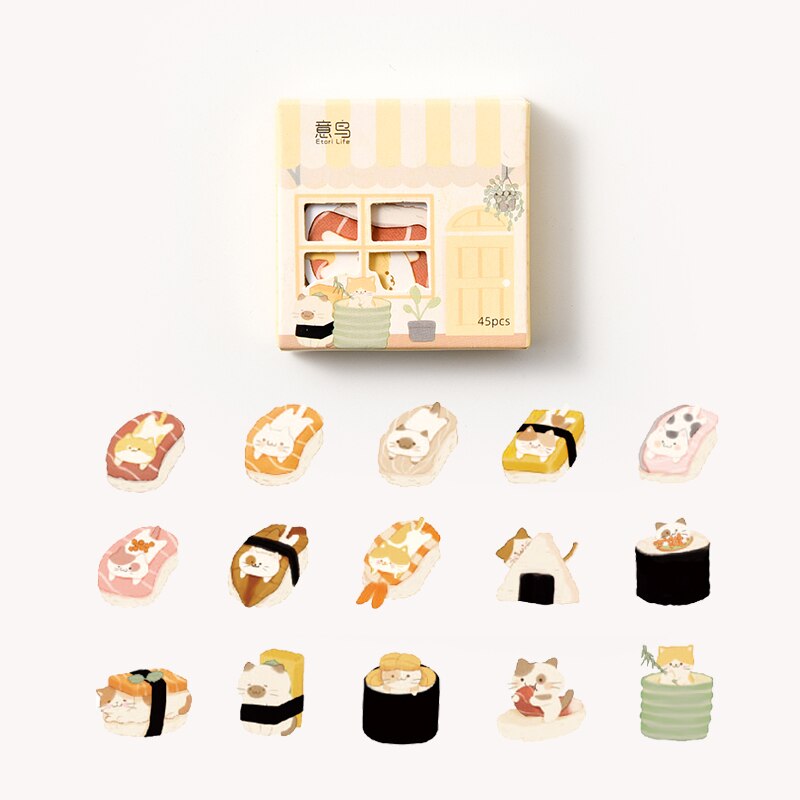 Mohamm 45pcs / Kotak Stiker Motif Rumah Kawaii Untuk Dekorasi Scrapbook / Stationery Sekolah-E