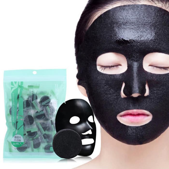 Compressed Mask Satuan Polos, Warna, Charcoal Hitam