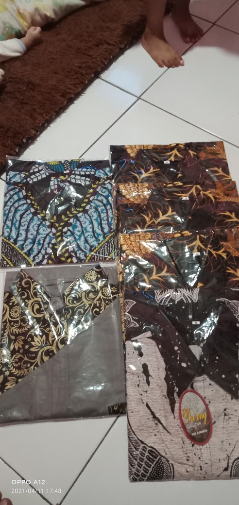 Ready Batik Hrb026 Kenongo Kemeja Hem Pendek Padi Pekalongan M L Xl Murah Keren Bati Pria Wajik Biru