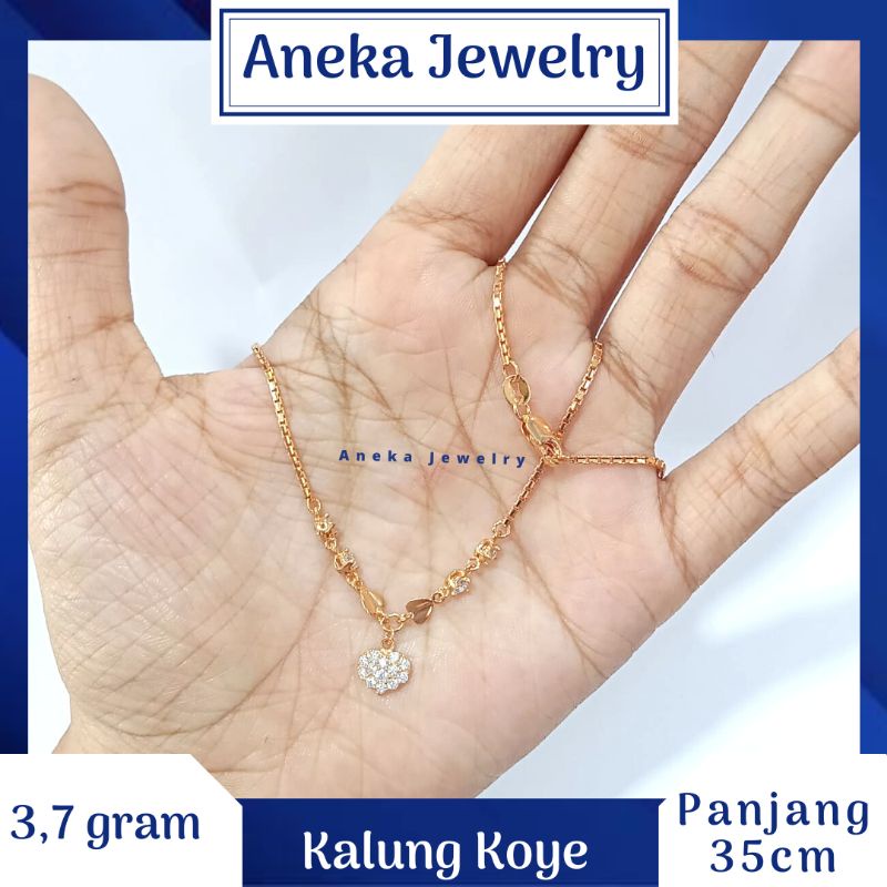 Kalung Koye Anak Love Mata2, Perak 925, Sepuh Emas Rosegold