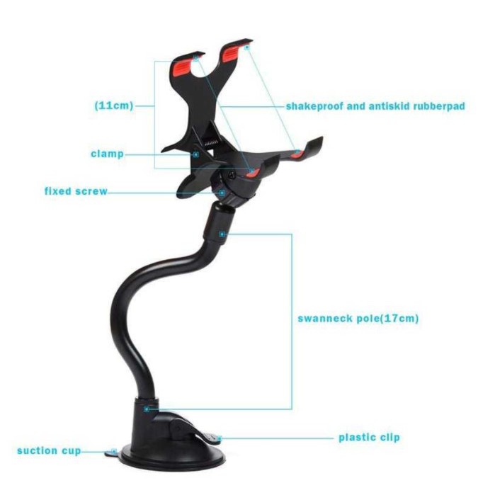 Car Holder HP Mobil Penjepit HP di Mobil Holder Tempel Hp Mobil Panjang Lazypod Mount Handphone GPS