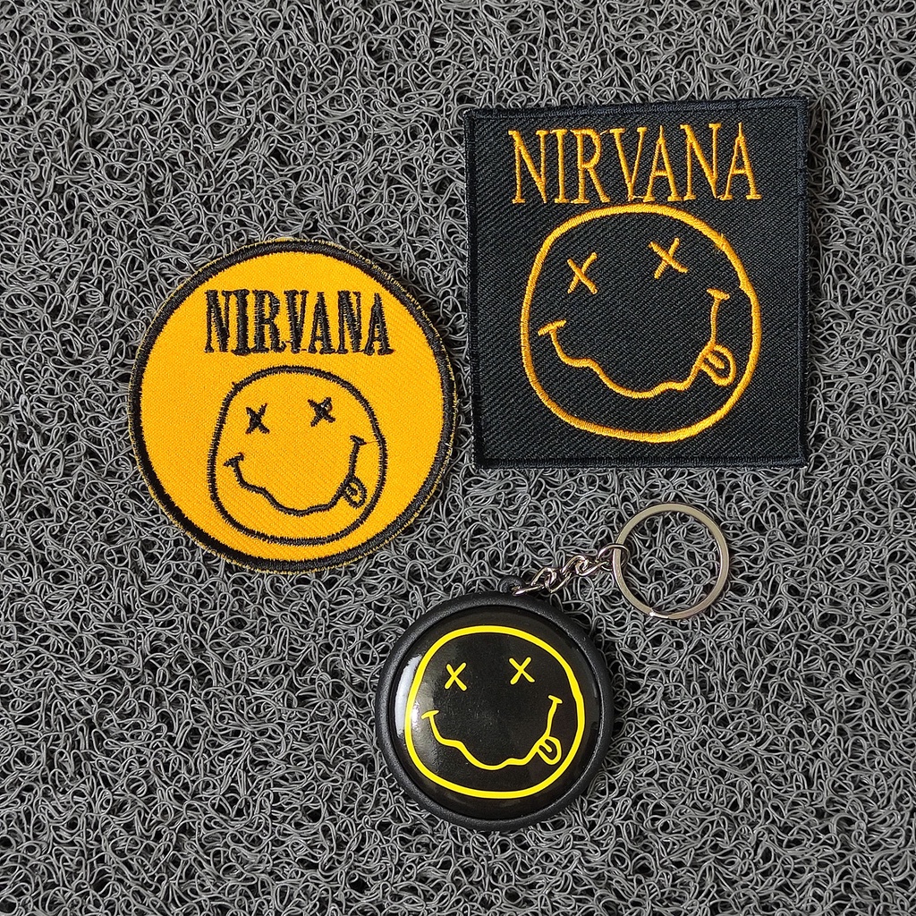 Patch Bordir Jahit Kualitas Premium Emblem Bordir Nirvana Bulat dan Kotak Best Quality