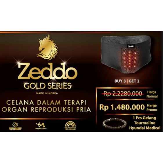 Alat kesehatan /  Zeddo Gold Series New Generation / Celana Dalam Terapi 5 pcs  Hitam, M