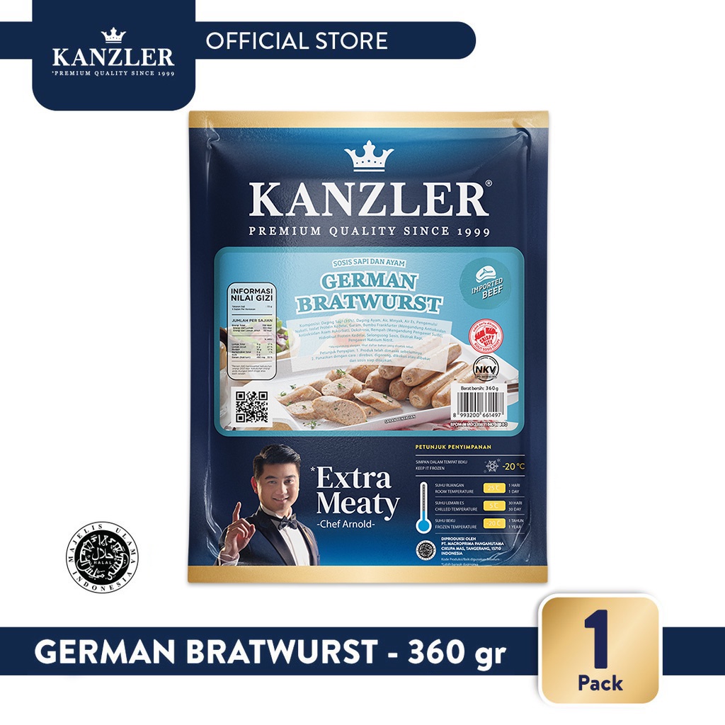

1 Pack - Kanzler German Bratwurst 360gr