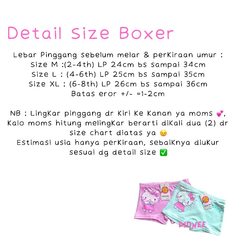 6 Pcs Cd Celana Dalam Anak Bayi Perempuan Cewek 2-8 th Celana Boxer Anak Perempuan Hello Kitty Katun