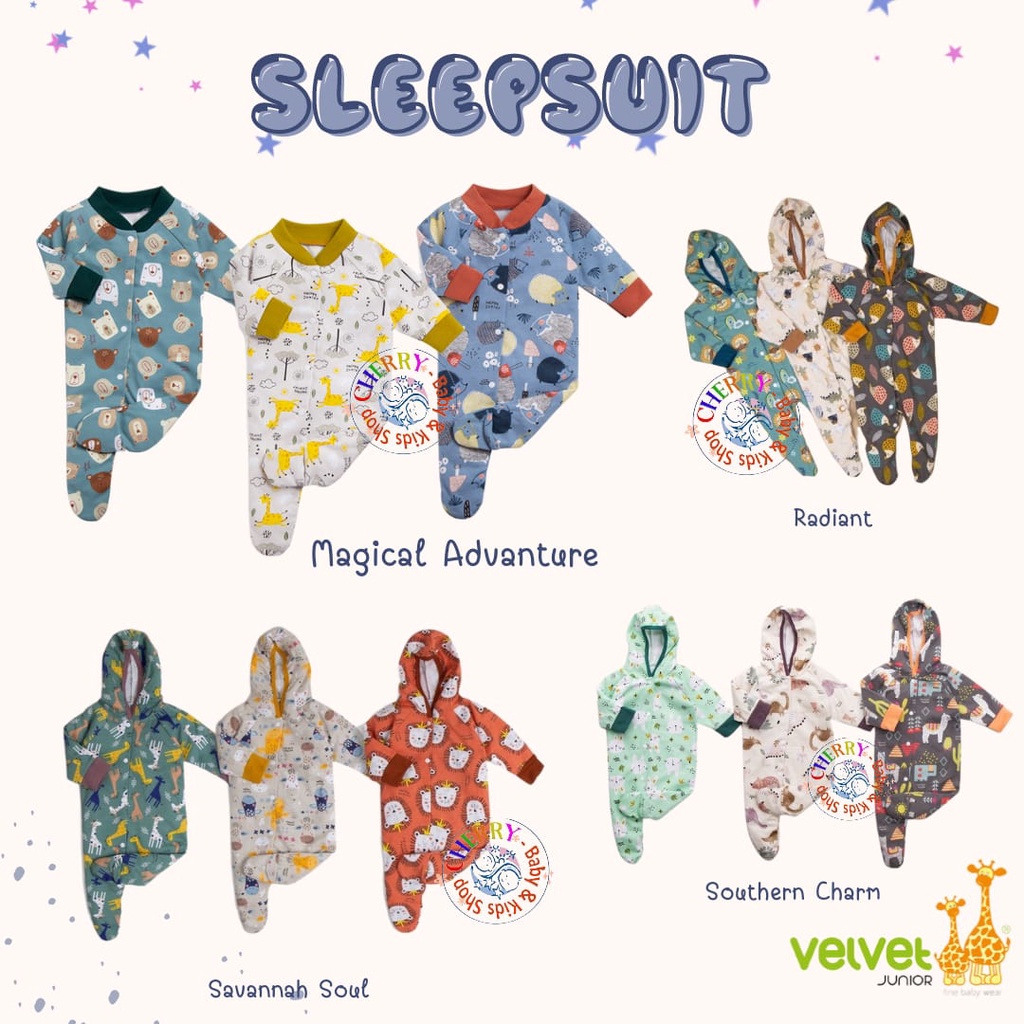 3 pcs Sleepsuit /Jumper Lengan Panjang Velvet (Buka Kaki / Tutup Kaki) CBKS