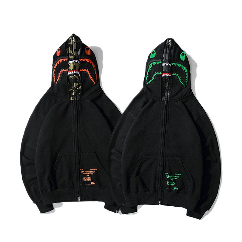 bape x undefeated double shark hoodie