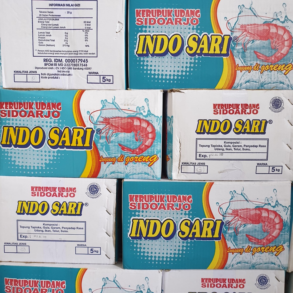 [Dus] Kerupuk Mentah Udang Sidoarjo merk Indosari isi 5 kg gondang kancing mede - UI*