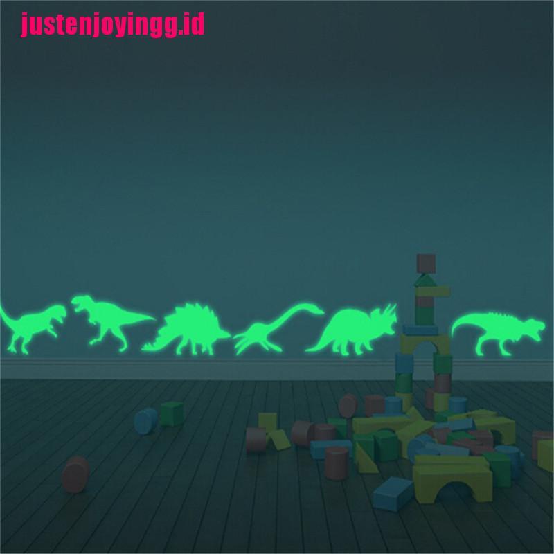 9pcs / set Stiker Dinding Luminous Glow in the Dark Desain Dinosaurus Untuk Kamar Anak