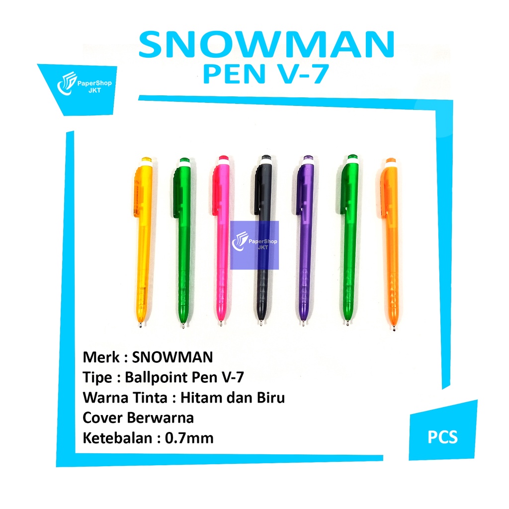 

SNOWMAN - Pulpen Ballpoint Pen V-7 Semi Gel Ink Retractable - Pcs