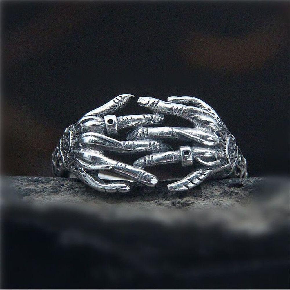 Lily Demon Rings Wanita Tunangan Minimalis Terbuka Gothic Rings