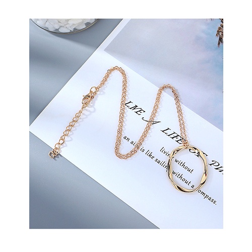 LRC Perhiasan Set Fashion Color Mixing Pearl And Diamond Winding Alloy Necklace Earrings Hairpin Set Y64143