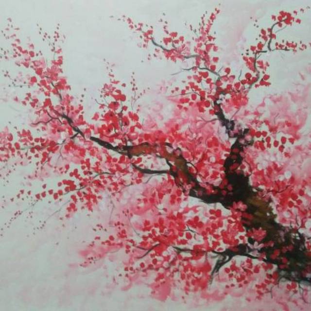 Lukisan bunga sakura lukisan kanvas lukisan bunga home dekorasi lukisan kanvas