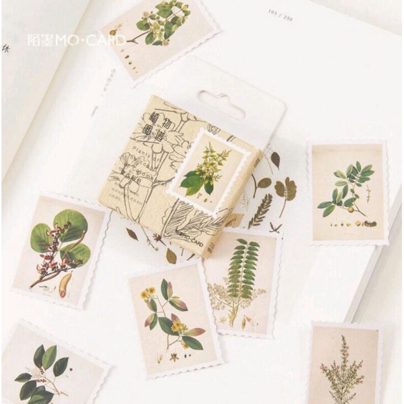 

45pcs aesthetic stiker box Tanaman/Stamps lucu utk dekorasi scrapbook/album