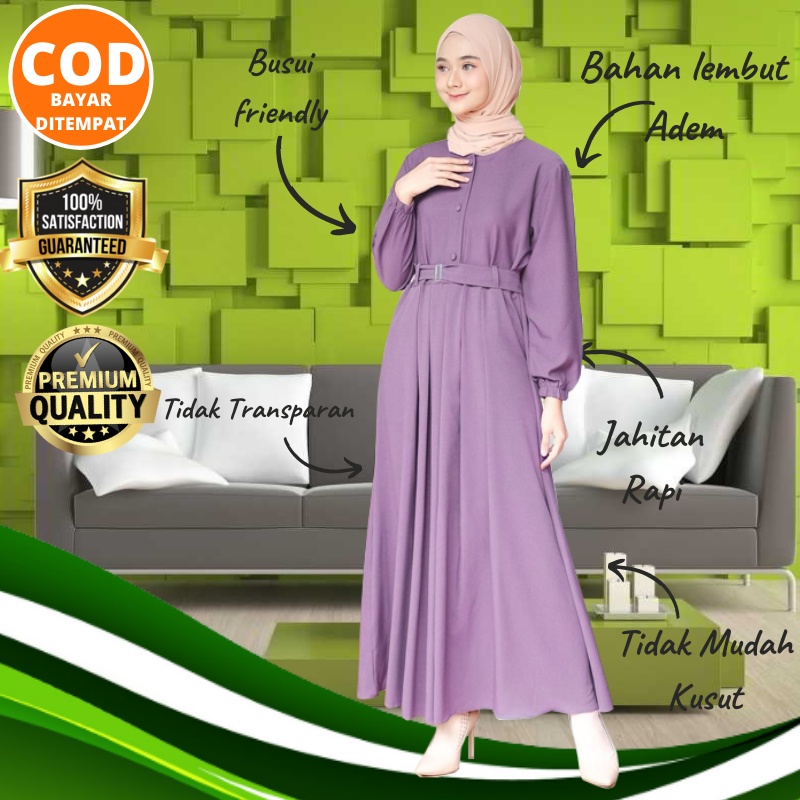 Gamis Murah Terbaru Pakaian Baju Atasan Wanita Syari Polos Ungu Lilac