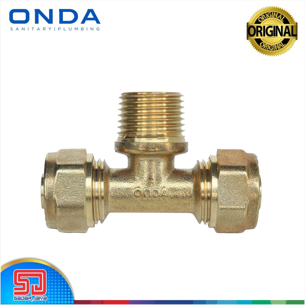 ONDA Male Tee (6024) Sambungan Drat Pipa Cabang Kuningan Water Heater 1/2&quot;