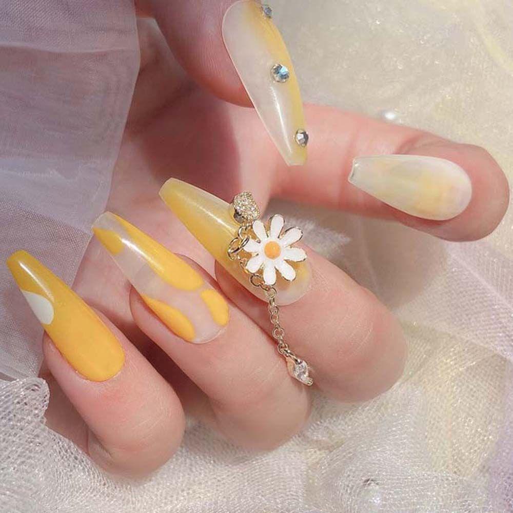 Mxbeauty Bunga Kuku Berlian Imitasi Fashion Jepang Manikur Aksesoris Hiasan Kuku Nail Art Liontin Rantai