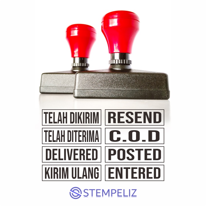 

Stempel Delivered, Telah Dikirim, Diterima, Resend, COD, Posted, Entered, dll