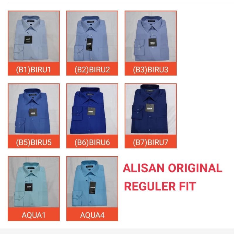 ALISAN POLOS PANJANG  BIRU/B1/B2/B3/B5/B6/B7/AQUA1/AQUA4/KEMEJA ALISAN PRIA