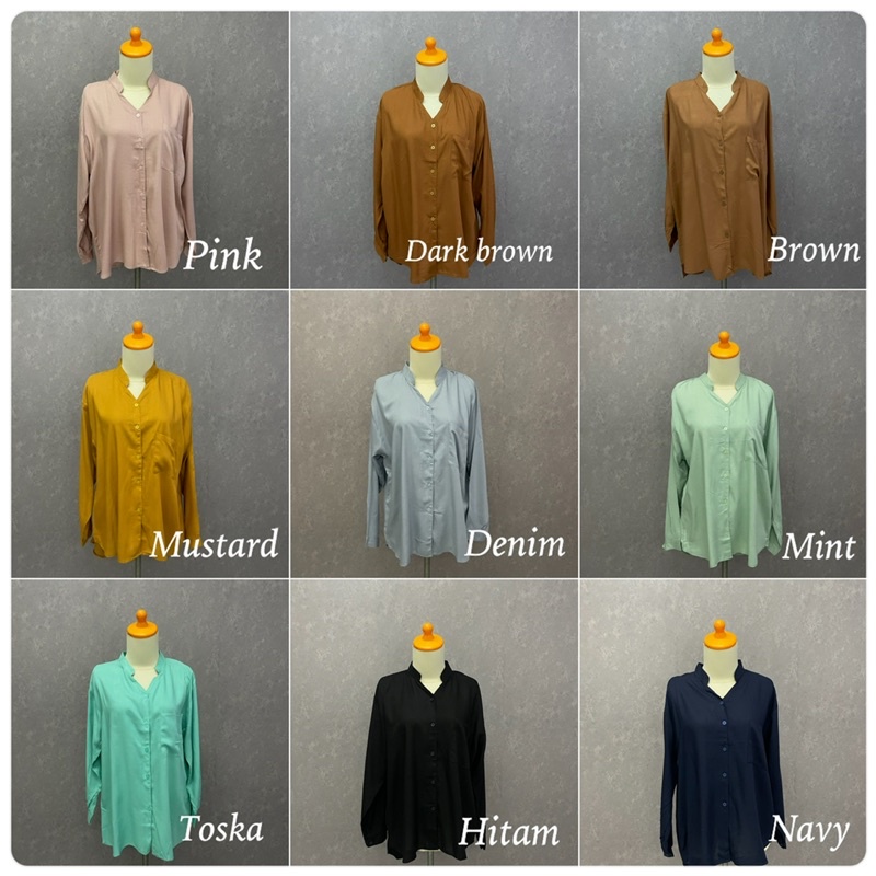 RIKA BLOUSE RAYON KERAH SHANGHAI BLOUSE RAYON PREMIUM KEMEJA RAYON BASIC