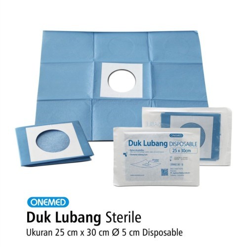 Duk bolong/duk lubang disposable onemed/steril onemed 25x30cm