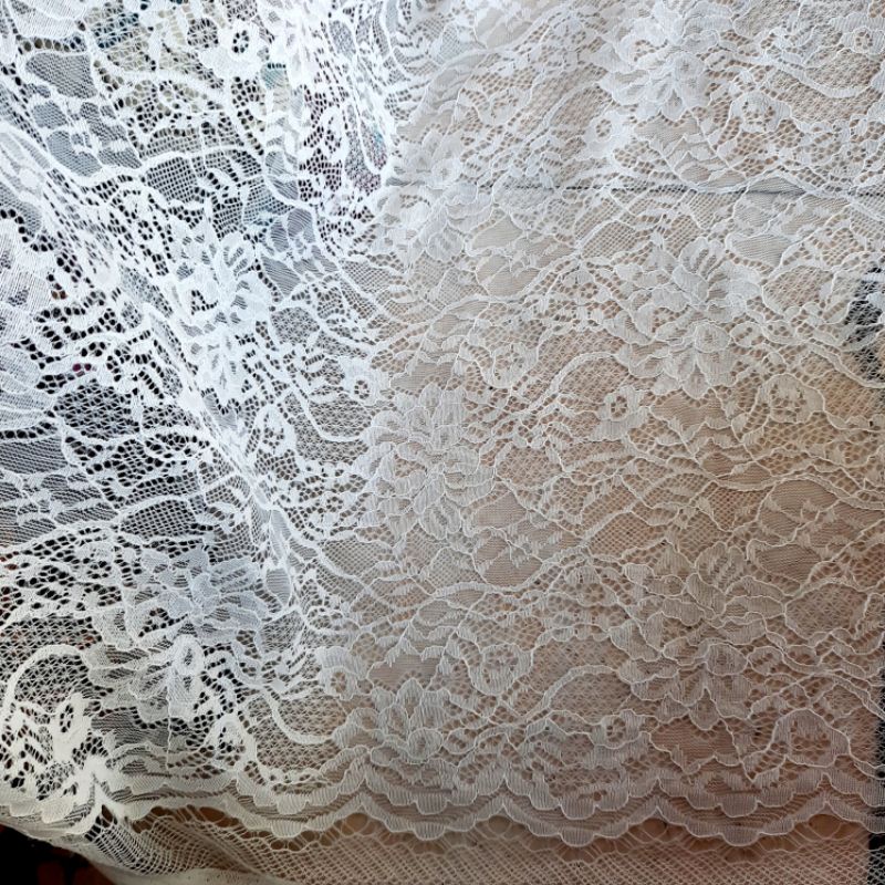 kain brokat murah bw putih tulang kebaya gamis dress hrga per50cm