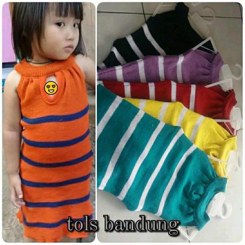 Dress Bolong Dada 2 3 4 Tahun Baju Rajut Anak Perempuan Pakaian Kids Cewek