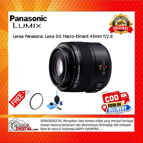 Lensa Panasonic Leica DG Macro-Elmarit 45mm f/2.8 +Fltr46+ClKit- RESMI