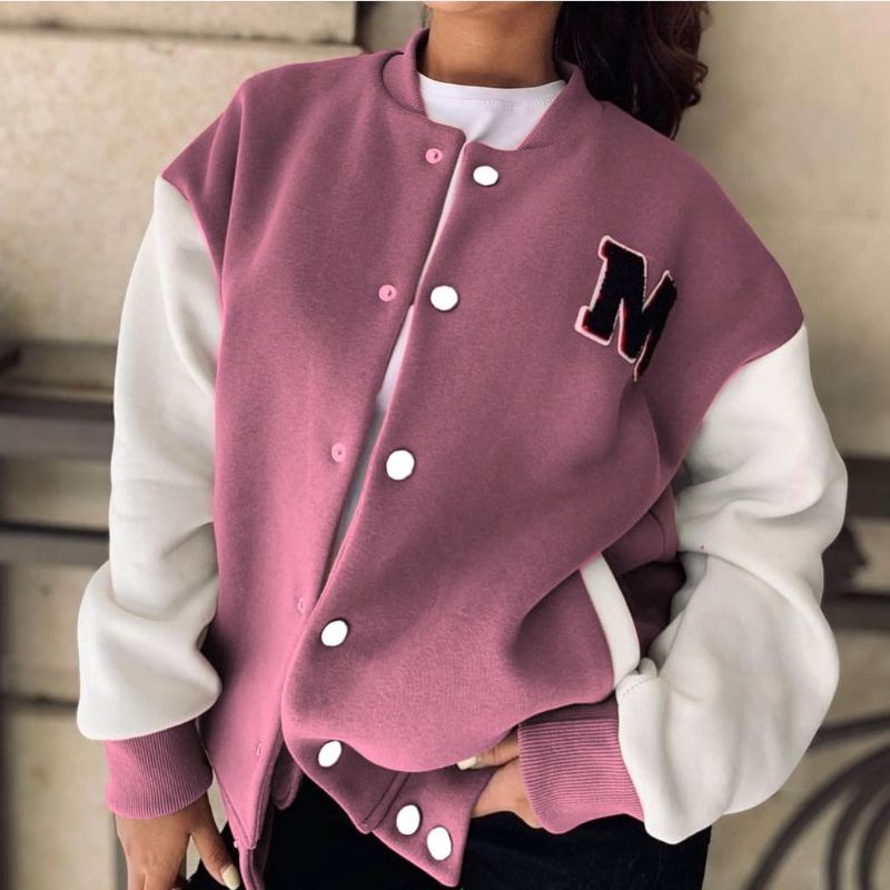 M BASEBALL JAKET OVERSIZE JAKET - SF - BAJU WANITA CASUAL KERJA- BAJU WANITA VIRAL - BAJU WANITA KEK