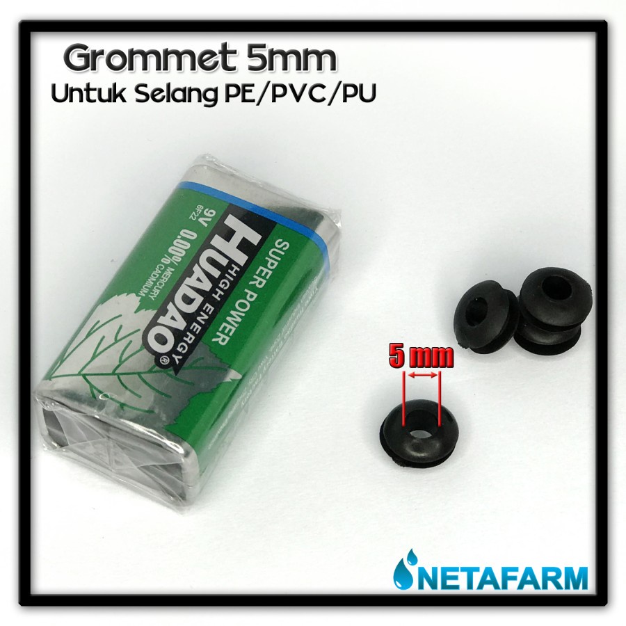 Grommet 5 mm hitam Untuk Selang PE, PU, PVC ( Satuan )