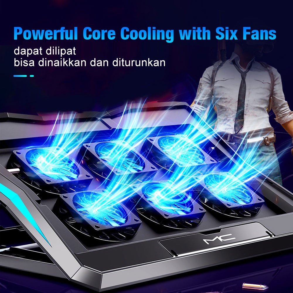 【cod】Cooling Pad Laptop Gaming Laptop 6 Fan LED Silent Noise - Coolingpad / Kipas laptop gaming / Pendingin Laptop / Kipas Laptop / Stand Laptop / Coolingpad Laptop