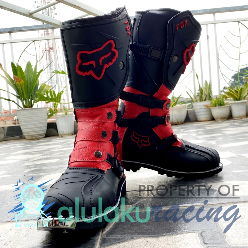 Sepatu Trail Motocross X Lokal Boots Riding SV Premium Quality with Safety Protectors - Red