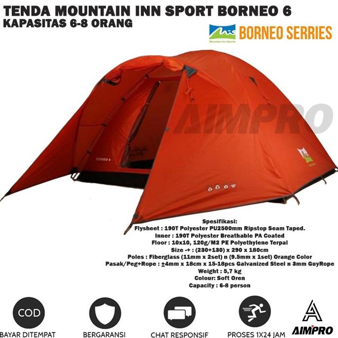 Tenda Camping Mountain Inn Sport Borneo 6 Kapasitas 8 Orang TERMURAH Star Seller Temurah
