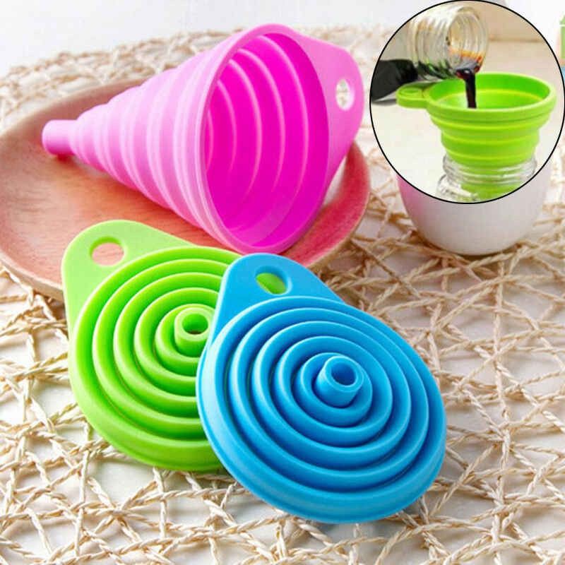 Corong Silikon Lipat untuk Air Minyak Portable Silicone Folding Funnel Warna