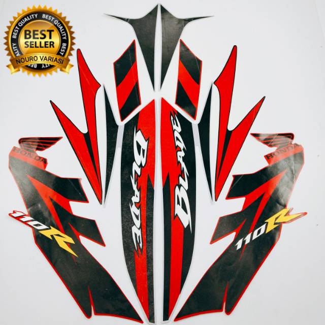 striping honda blade 110 r 2009 silver merah stiker list body standar